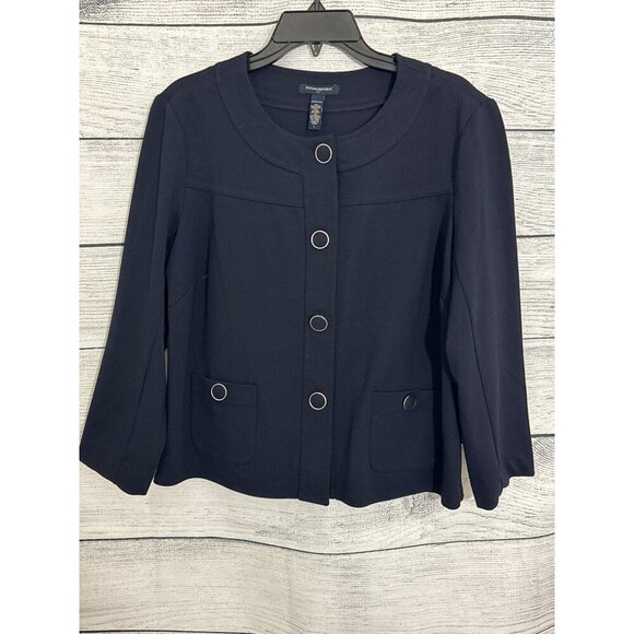 Banana Republic Navy Button-Front Jacket With Pockets Size L - Picture 1 of 2